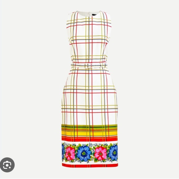 J.Crew NWT Belted Floral Border Dress size 2 - Picture 1 of 5
